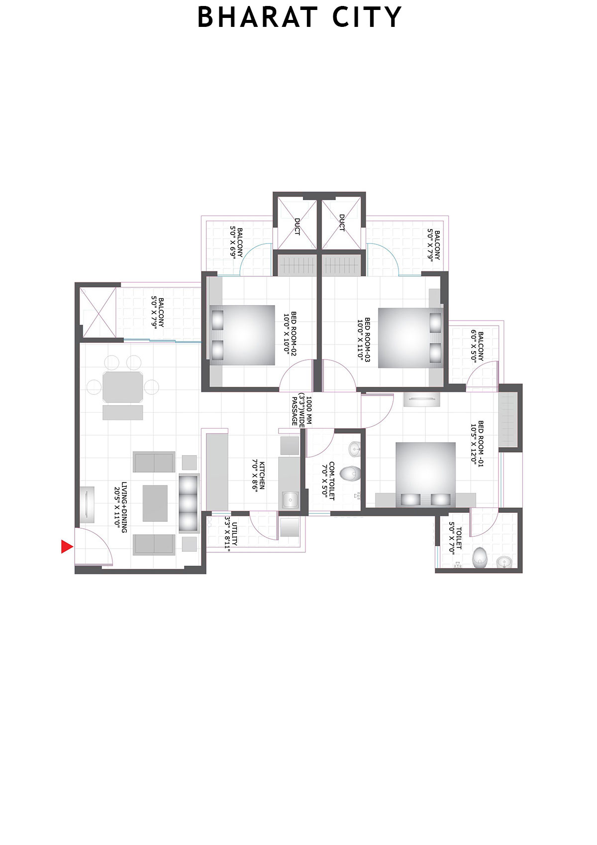 Bharat City Block B3 Unit 4 Floor Plan