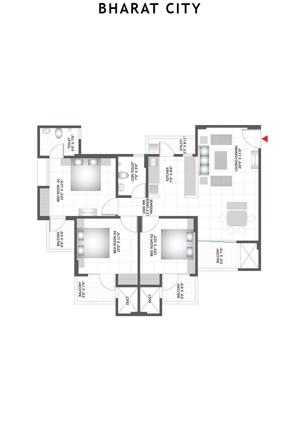 Bharat City Block B3 Unit 8 Floor Plan