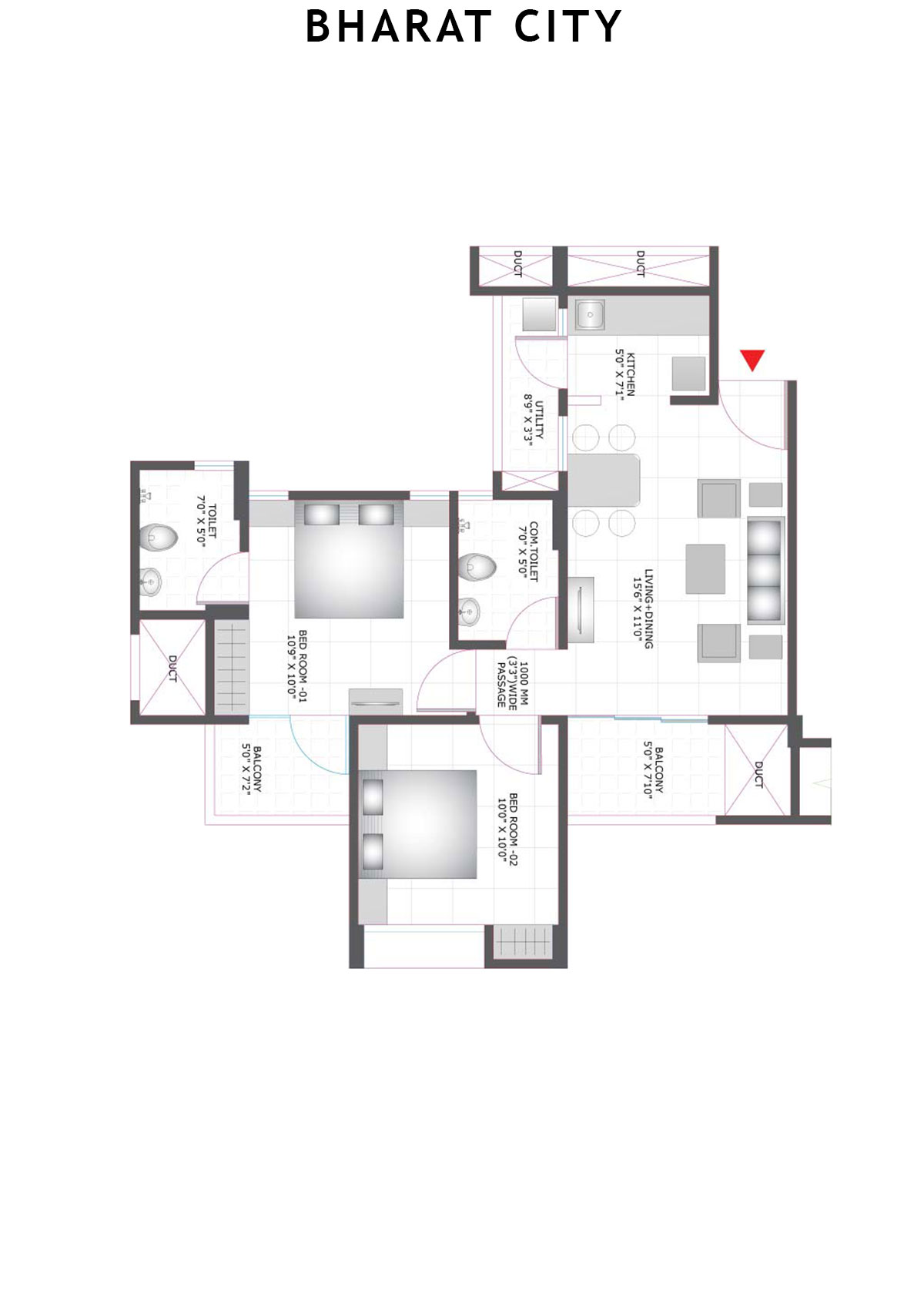 Bharat City Block C1 Unit 2 Floor Plan