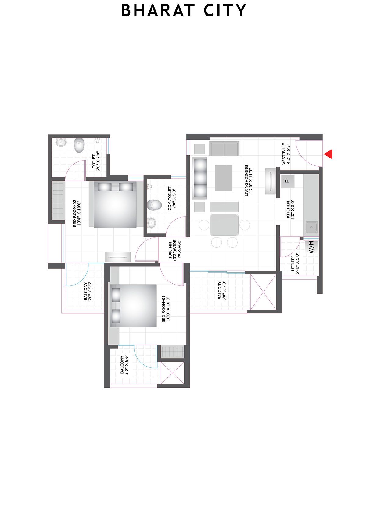 Bharat City Block C1 Unit 4 Floor Plan