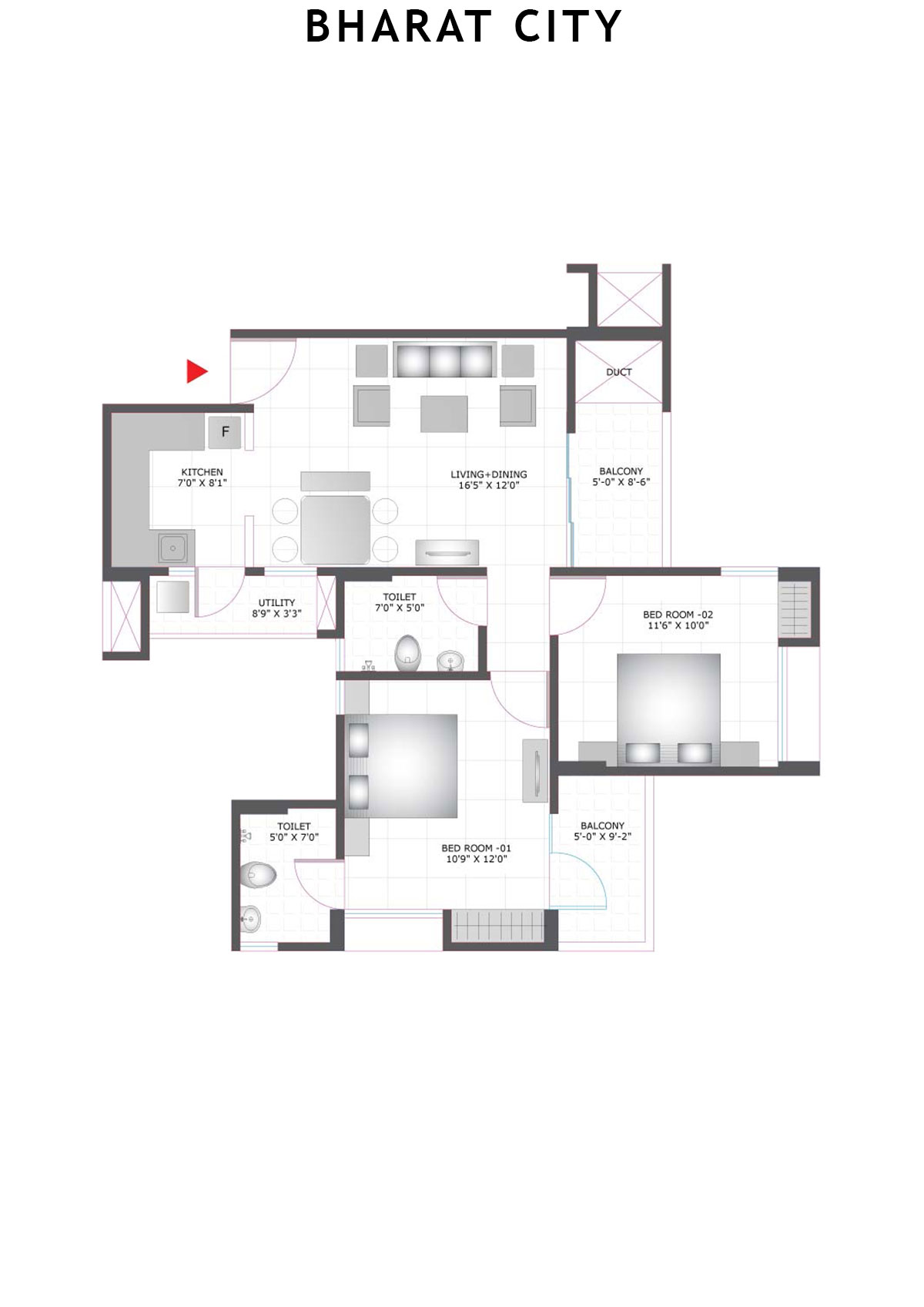 Bharat City Block E1 Unit 2 Floor Plan
