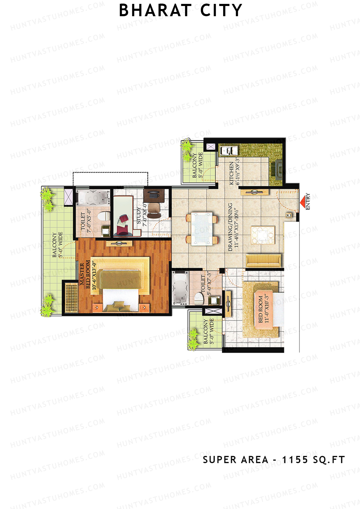 Bharat City Block F1 Unit 1 Floor Plan