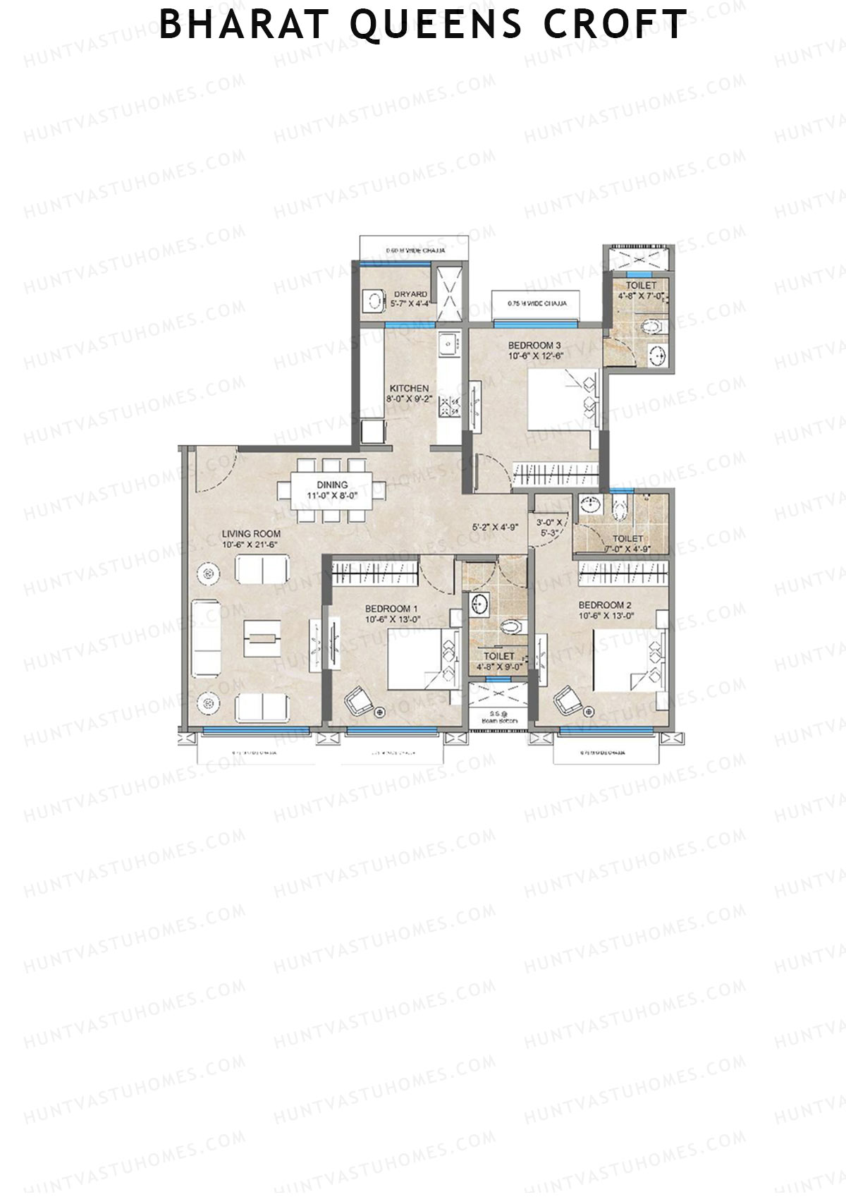 Bharat Queens Croft Wing A Unit 2 (Type M) Floor Plan