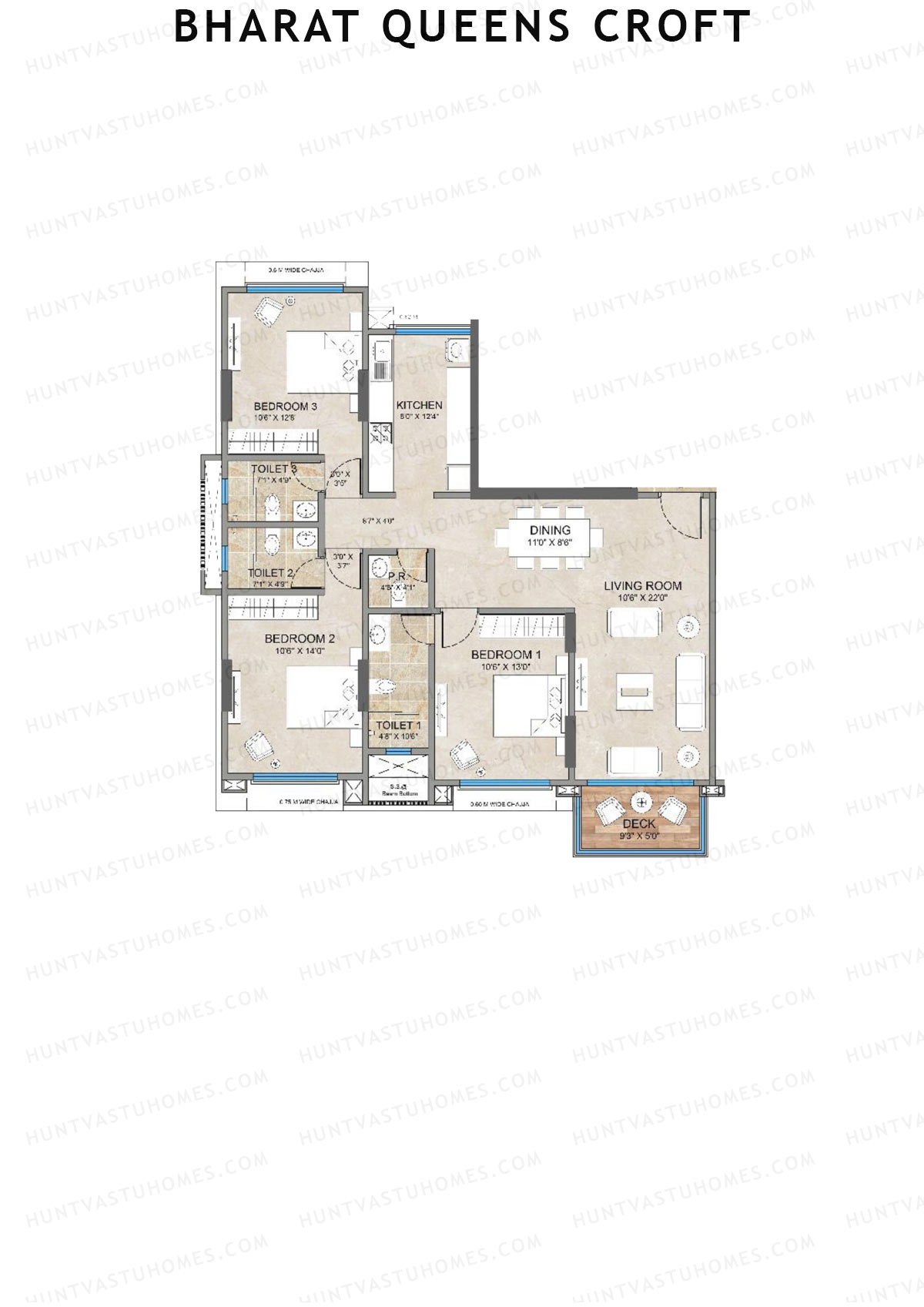 Bharat Queens Croft Wing A Unit 3 (Type A) Floor Plan