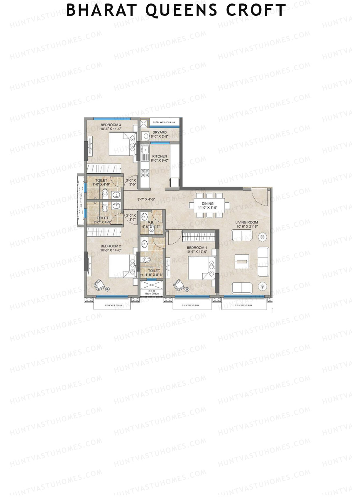 Bharat Queens Croft Wing A Unit 3 (Type M) Floor Plan