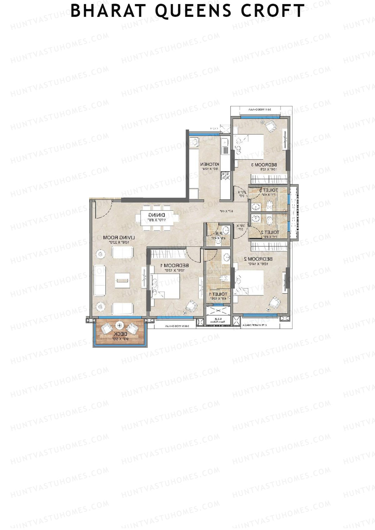 Bharat Queens Croft Wing B Unit 1 (Type A) Floor Plan