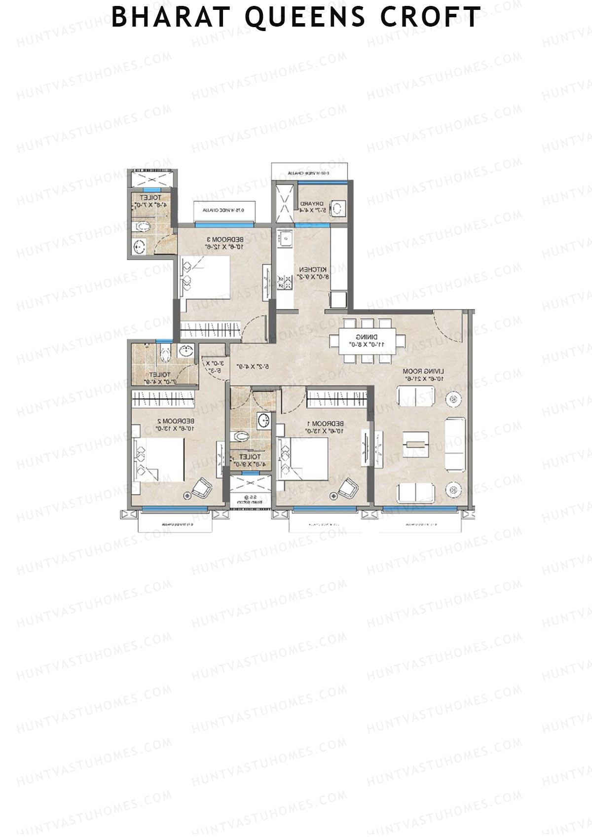Bharat Queens Croft Wing B Unit 2 (Type M) Floor Plan