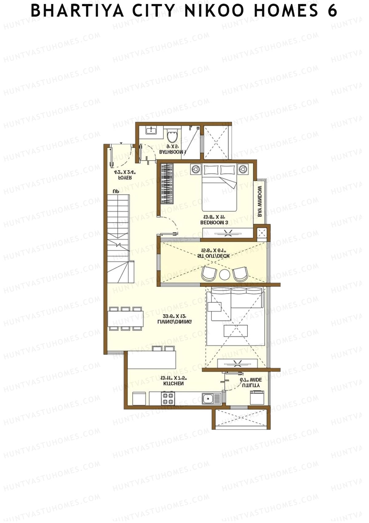 Bhartiya City Nikoo Homes 6 Tower A Unit 2 (Type L2) Floor Plan