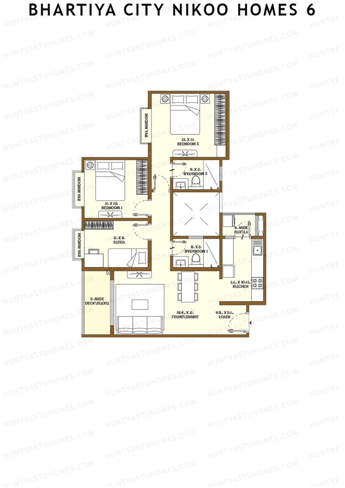 Bhartiya City Nikoo Homes 6 Tower A Unit 5 (Type F2) Floor Plan