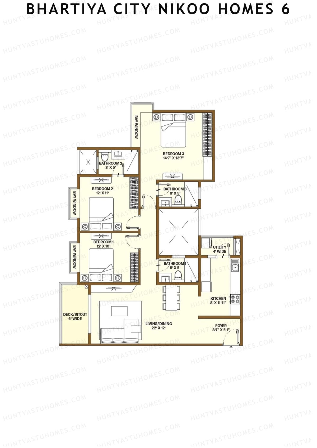 Bhartiya City Nikoo Homes 6 Tower A Unit 7 (Type G1) Floor Plan
