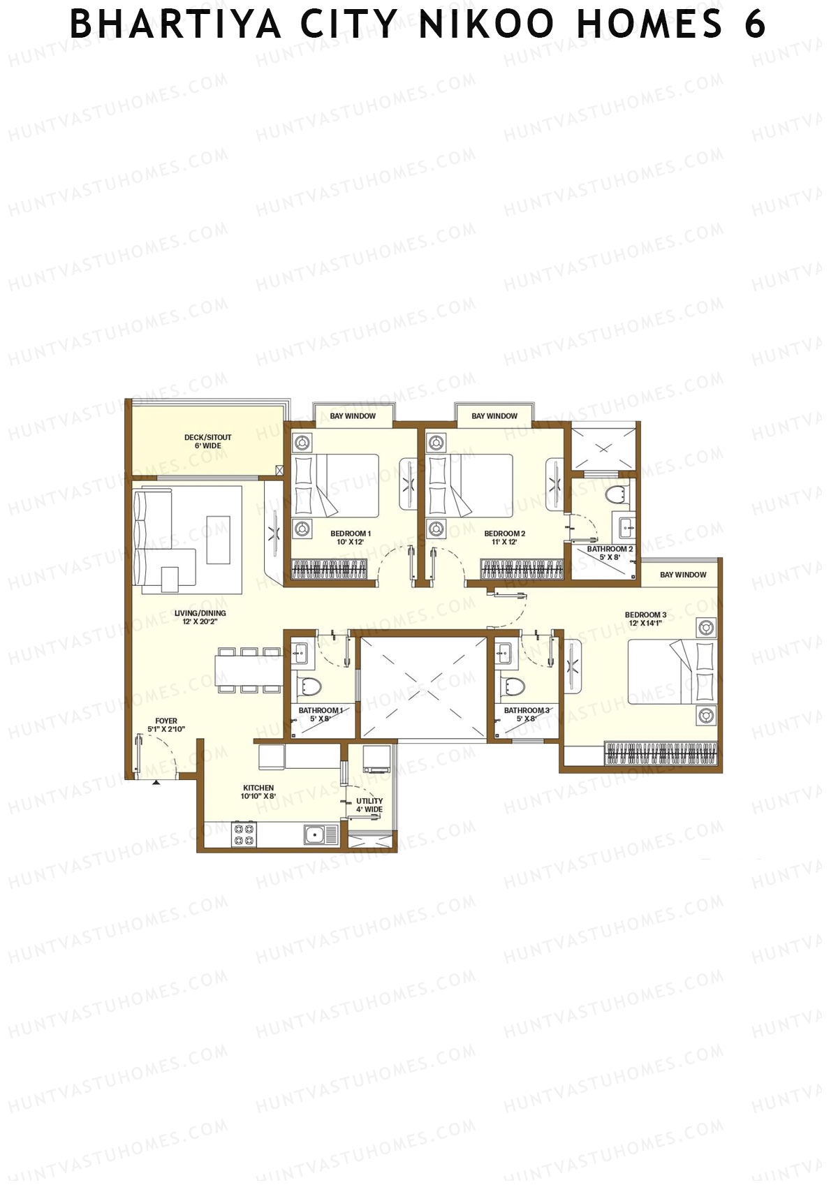 Bhartiya City Nikoo Homes 6 Tower B Unit 2 (Type G5) Floor Plan