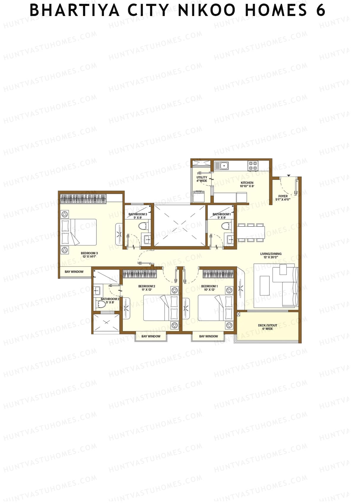 Bhartiya City Nikoo Homes 6 Tower B Unit 3 (Type G5) Floor Plan
