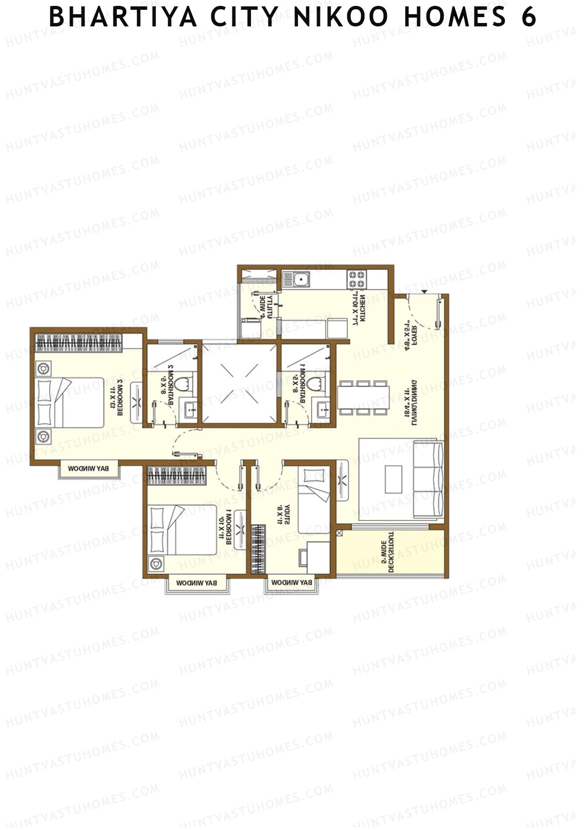 Bhartiya City Nikoo Homes 6 Tower B Unit 4 (Type F2) Floor Plan