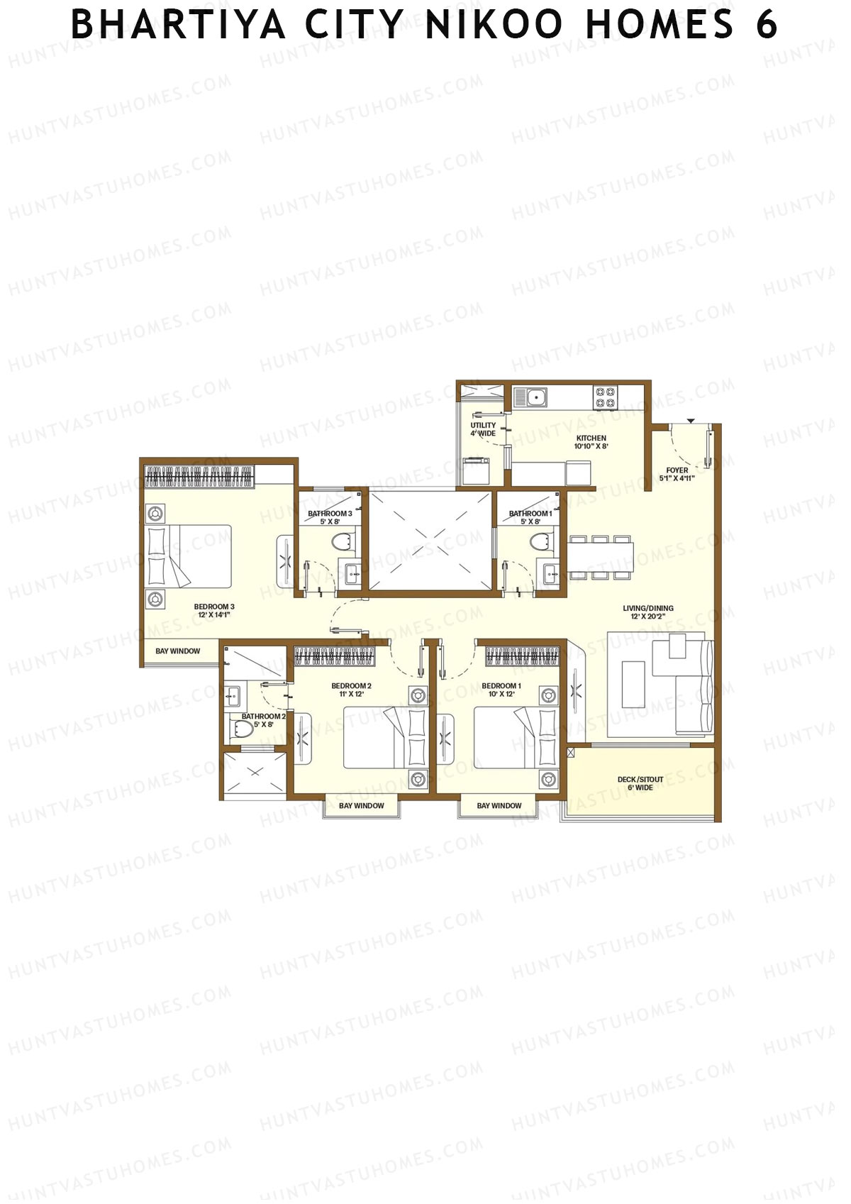 Bhartiya City Nikoo Homes 6 Tower B Unit 5 (Type G6) Floor Plan