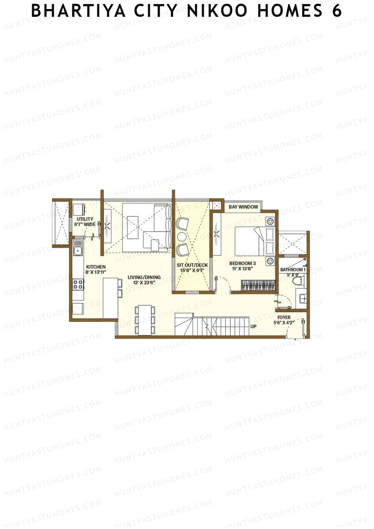 Bhartiya City Nikoo Homes 6 Tower C Unit 1 (Type L1) Floor Plan