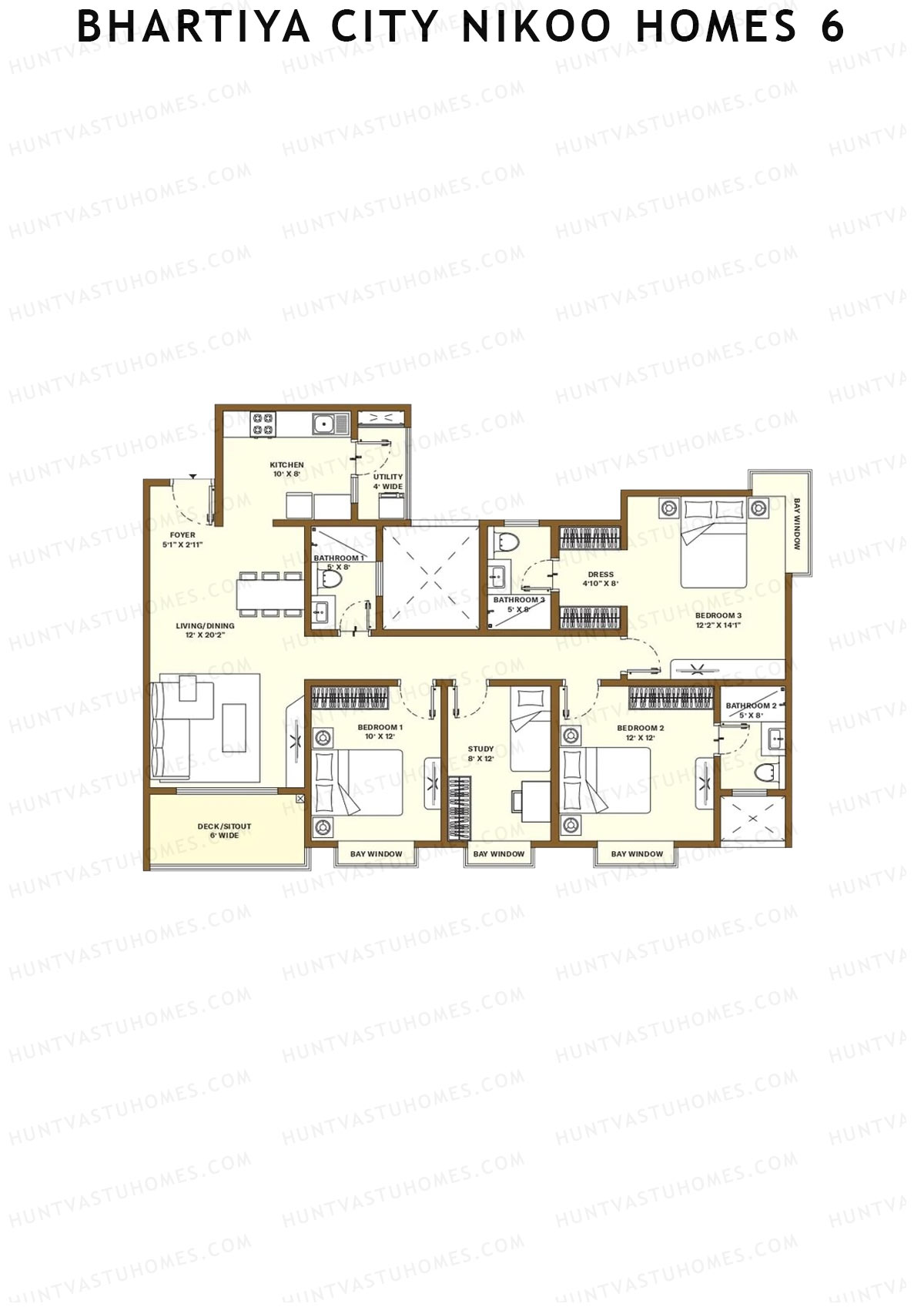 Bhartiya City Nikoo Homes 6 Tower C Unit 4 (Type H3) Floor Plan