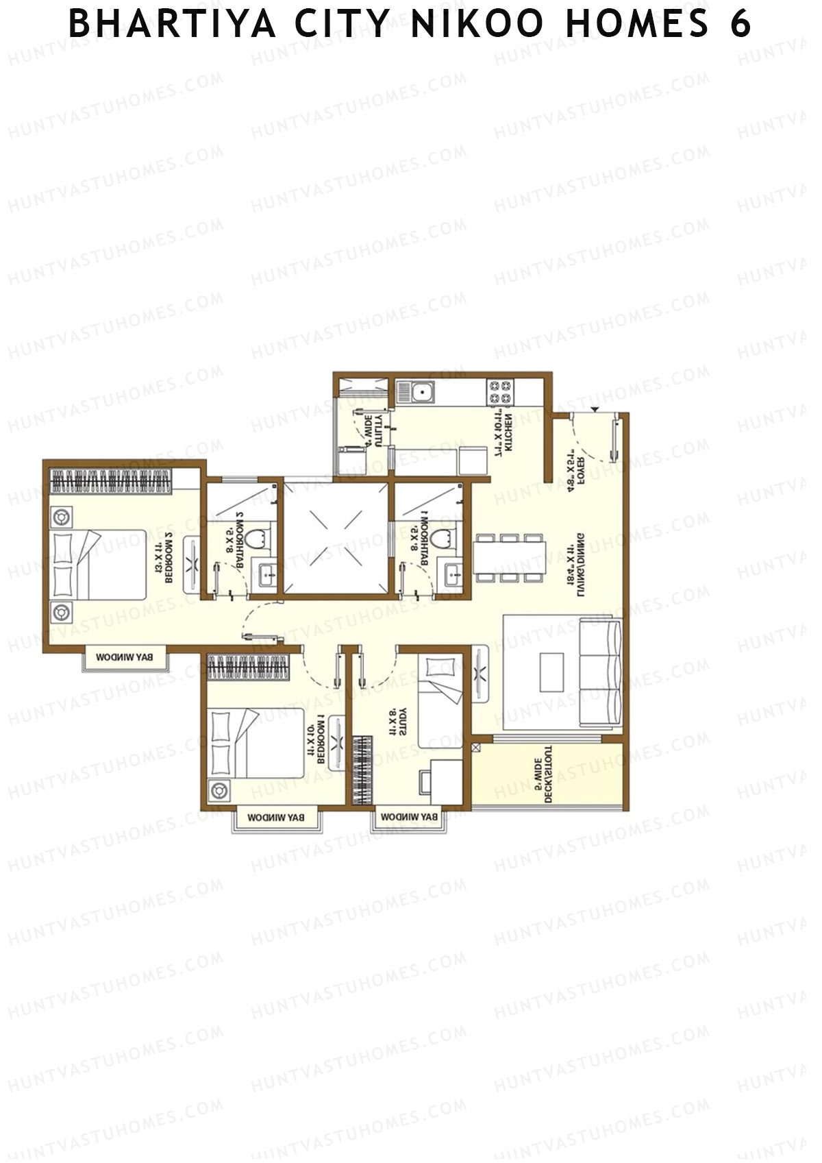 Bhartiya City Nikoo Homes 6 Tower C Unit 6 (Type F2) Floor Plan