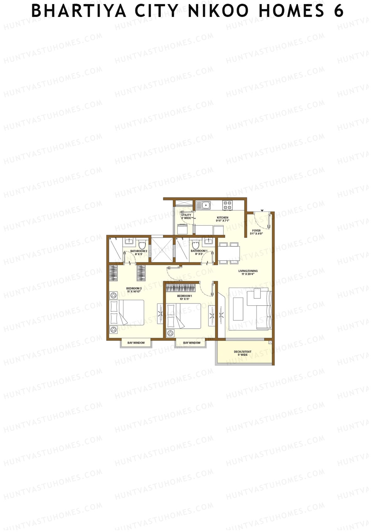 Bhartiya City Nikoo Homes 6 Tower C Unit 7 (Type D3) Floor Plan
