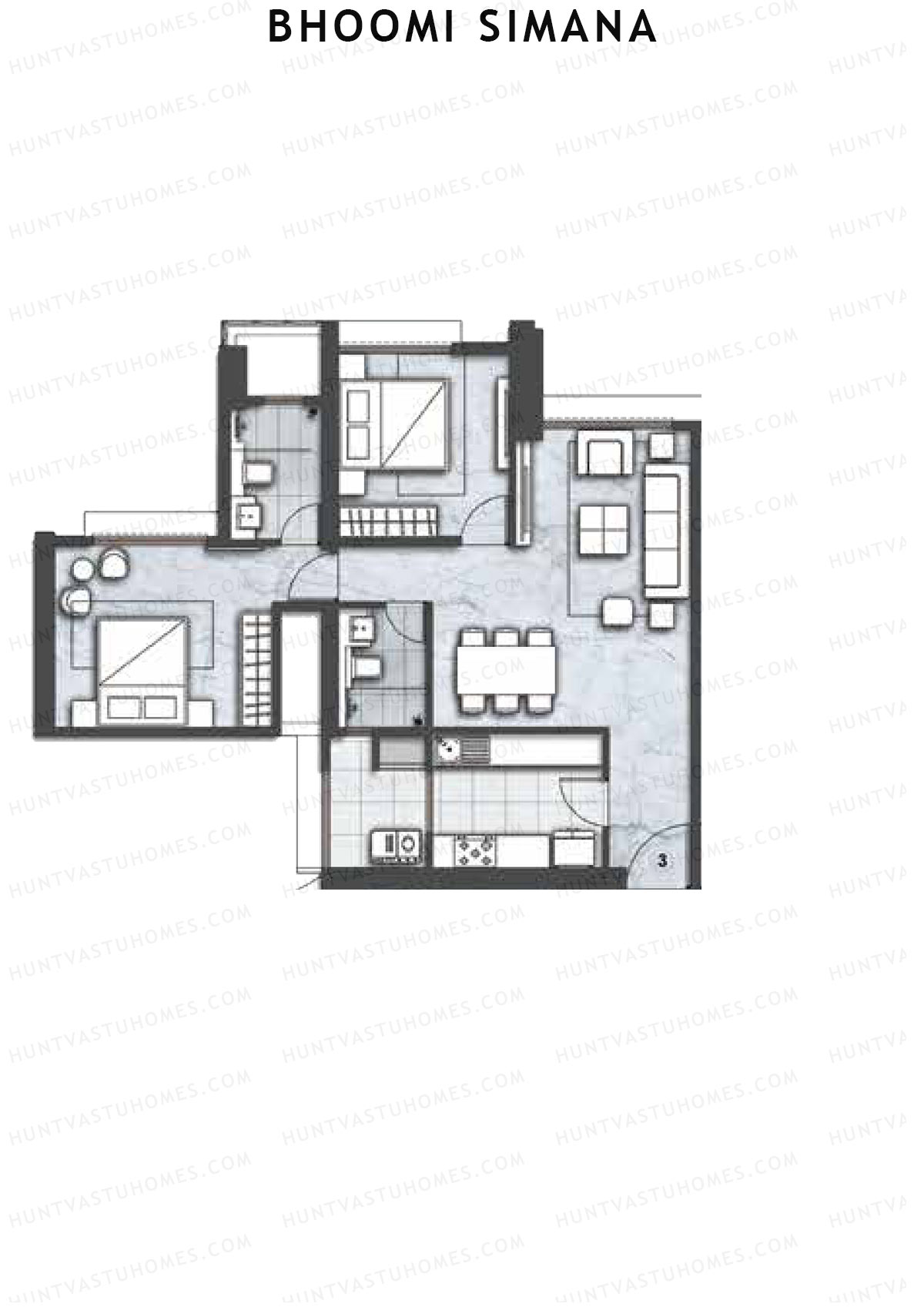 Bhoomi Simana Wing A Unit 3 Floor Plan