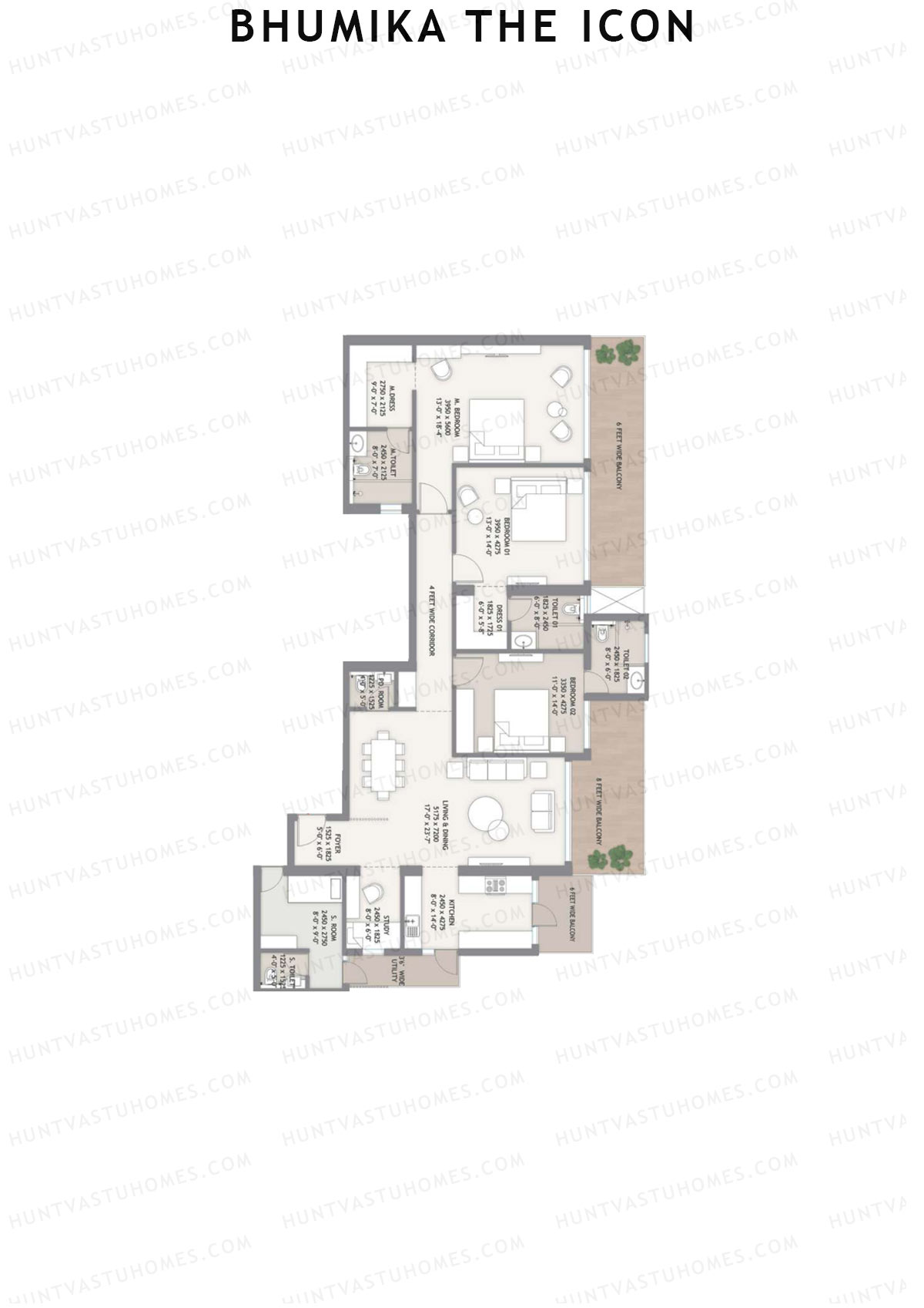 Bhumika The Icon Tower A Unit 2 Floor Plan