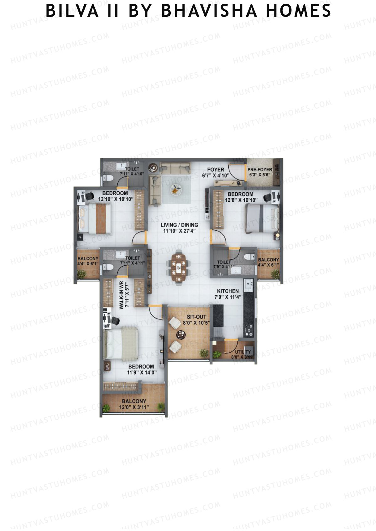 Bilva 2 by Bhavisha Homes Tower 1 Unit 5 Floor Plan