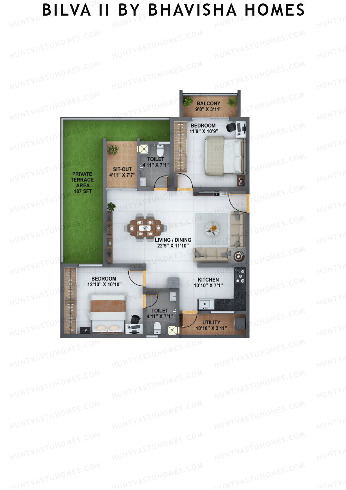 Bilva 2 by Bhavisha Homes Tower 1 Unit 6 Floor Plan
