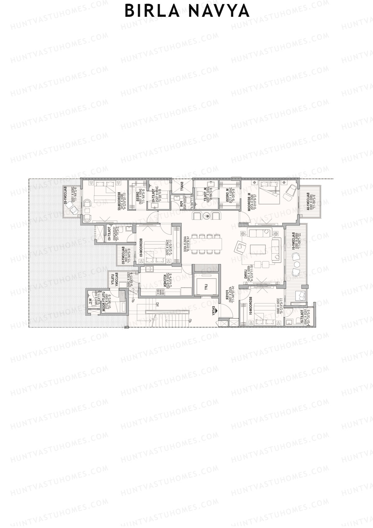 Birla Navya, Block Amoda 1, Unit 10, 4BHK, Super Area 1991   sq ft 