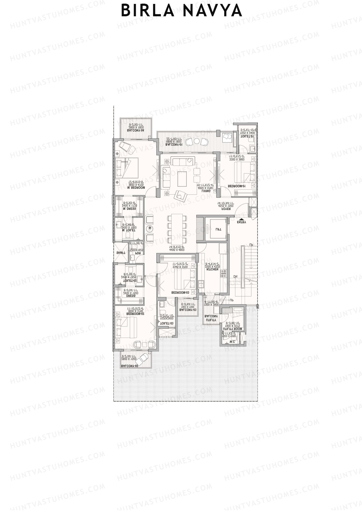 Birla Navya, Block Amoda 1, Unit 12A, 4BHK, Super Area 1991   sq ft 
