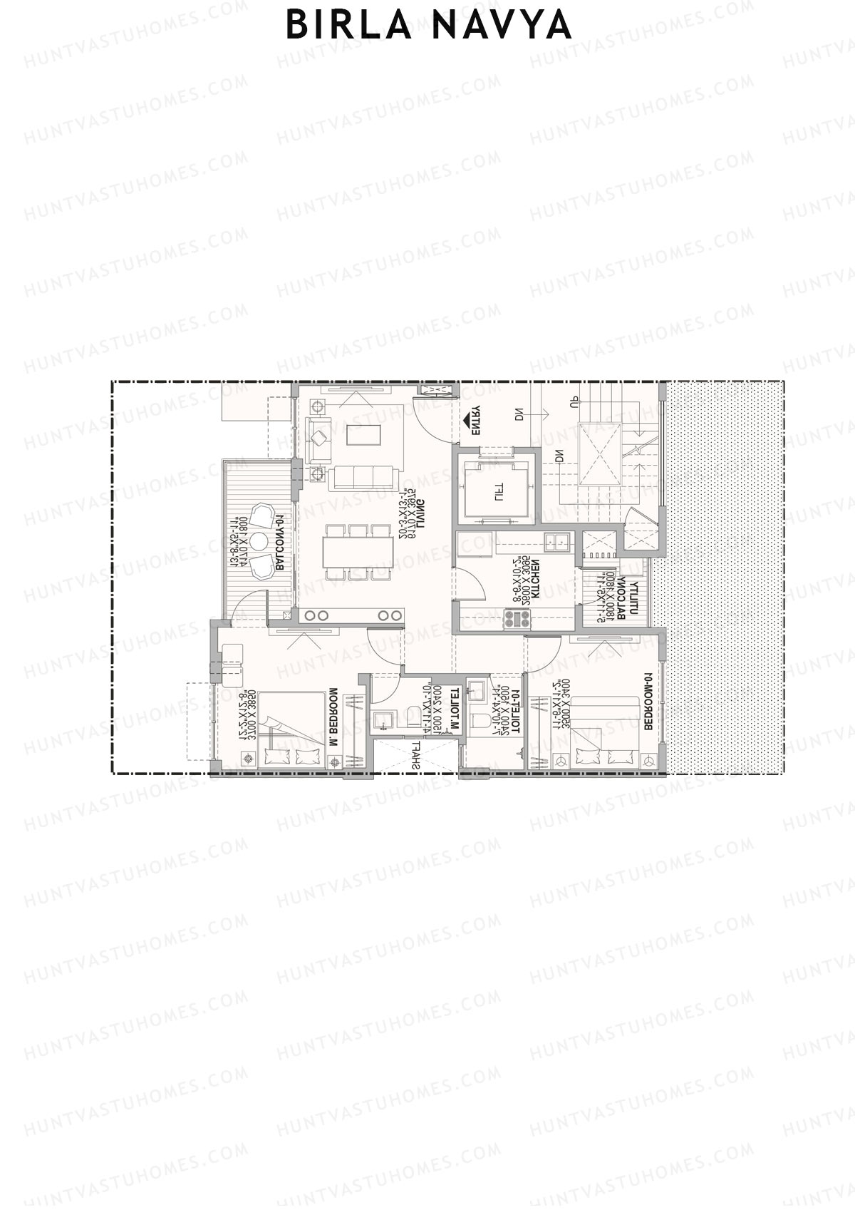 Birla Navya, Block Amoda 2, Unit 31, 2BHK, Super Area 894   sq ft 