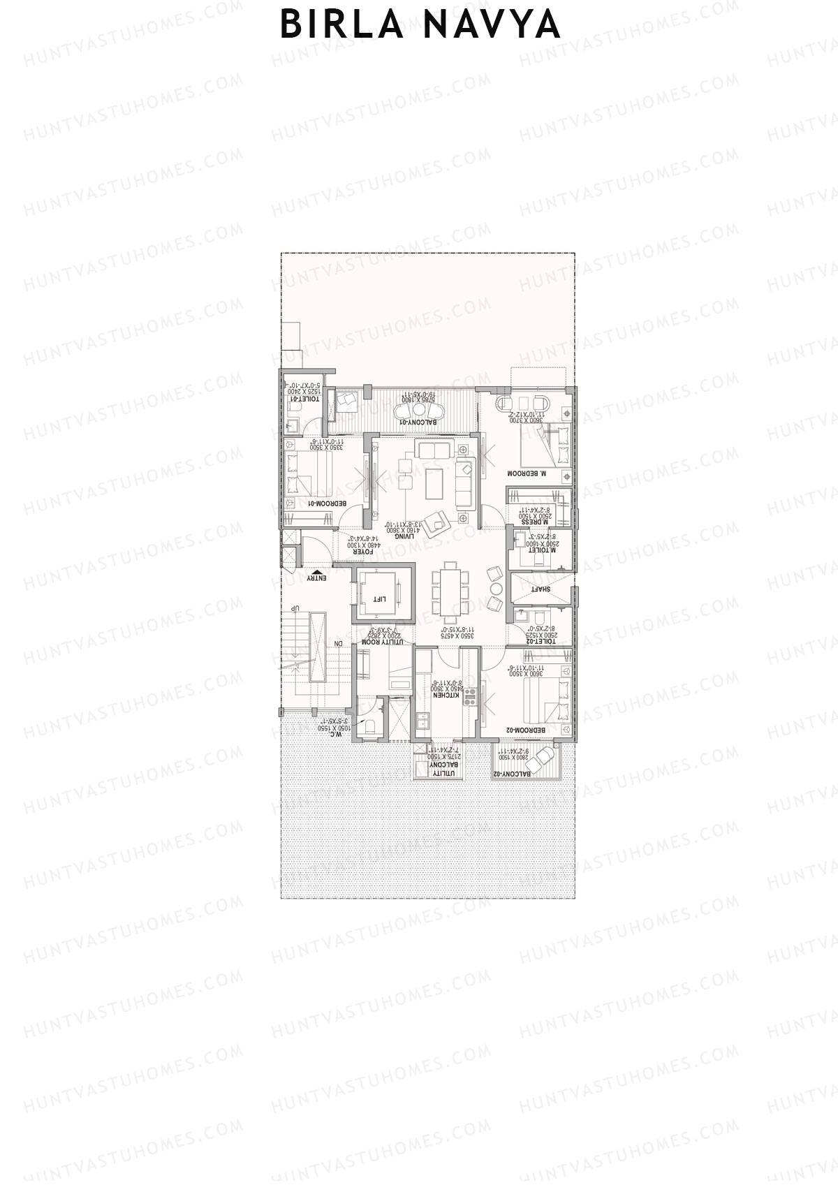Birla Navya, Block Amoda 2, Unit 44, 3BHK, Super Area 1388   sq ft 