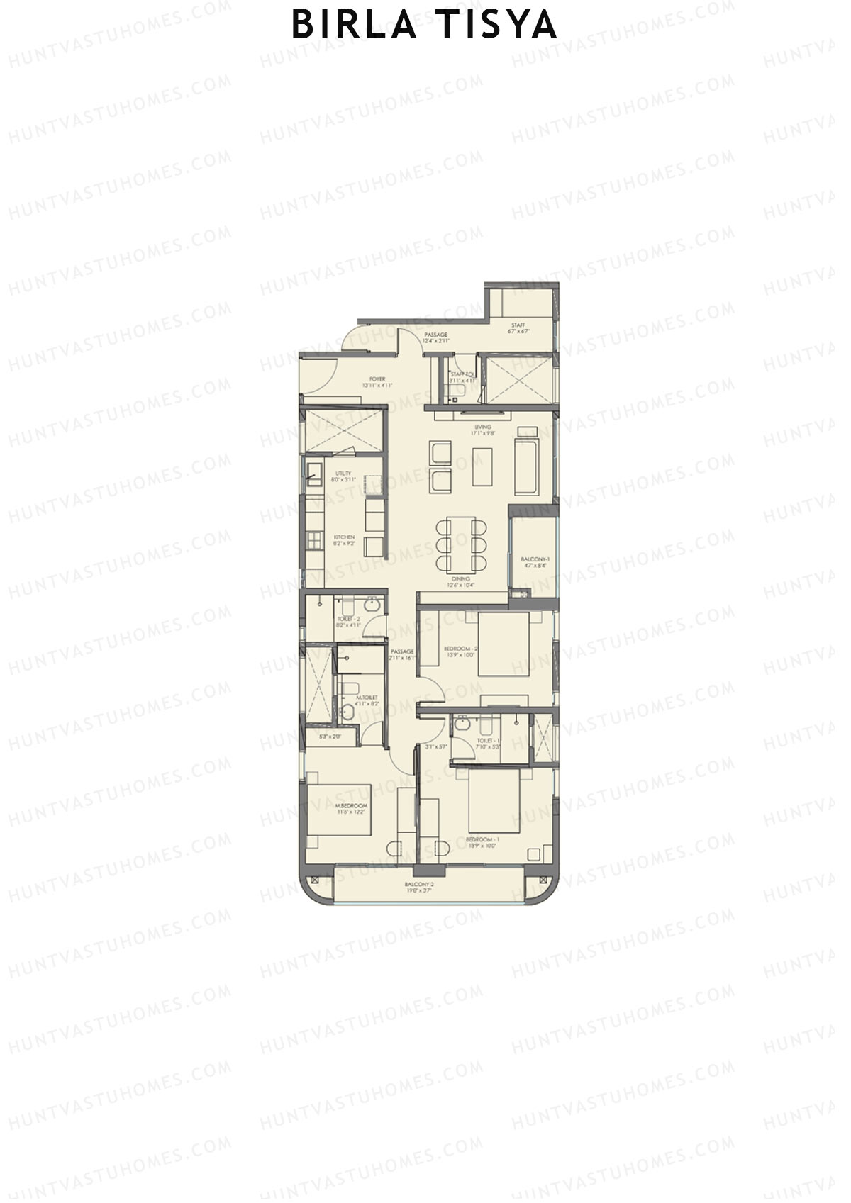 Birla Tisya Tower 1 Unit 3 Floor Plan