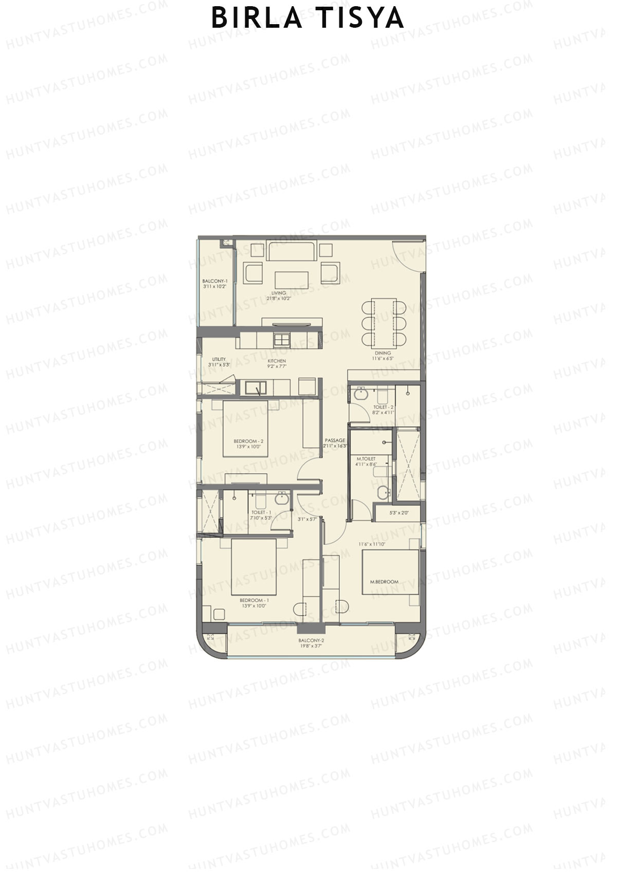 Birla Tisya Tower 1 Unit 4 Floor Plan
