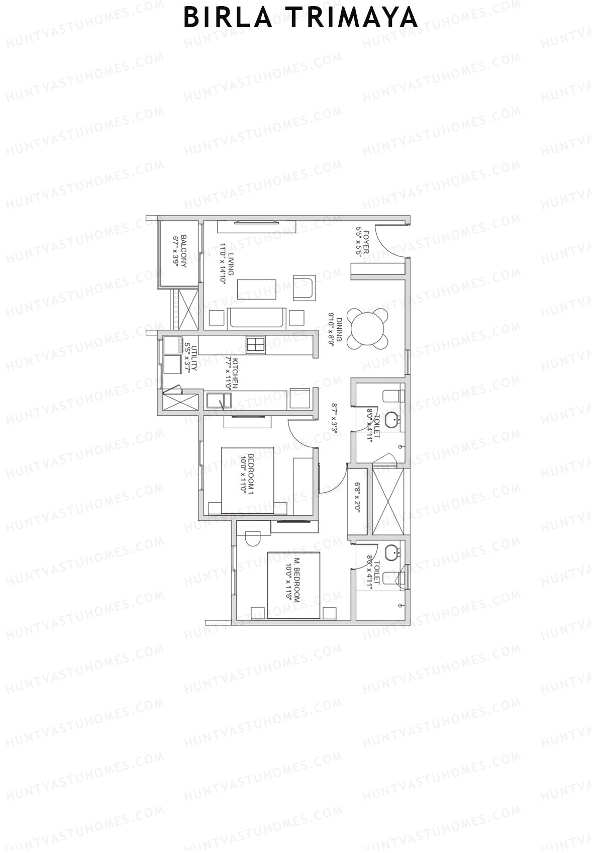 Birla Trimaya Tower 15 Unit 1 (Type B) Floor Plan