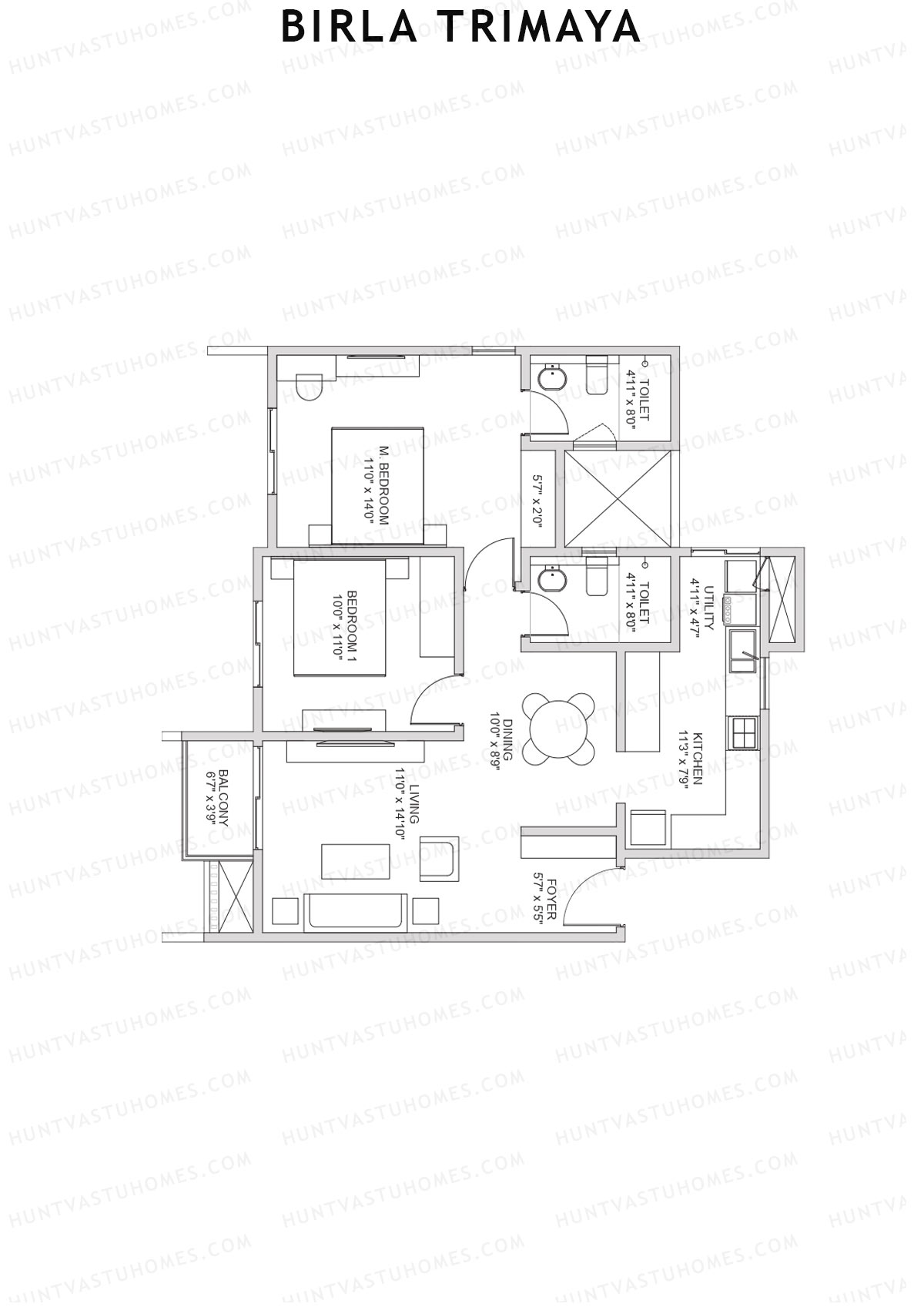 Birla Trimaya Tower 15 Unit 2 (Type D) Floor Plan