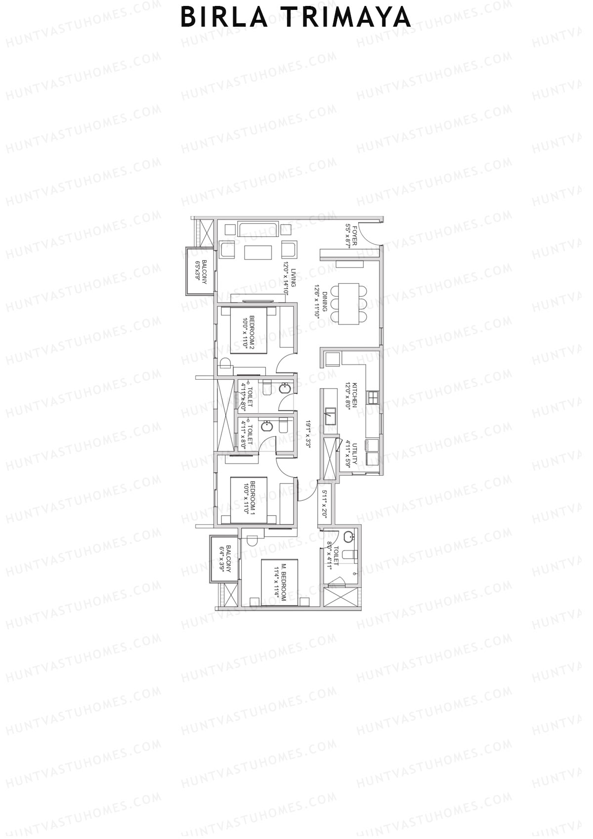Birla Trimaya Tower 20 Unit 2 (Type N) Floor Plan