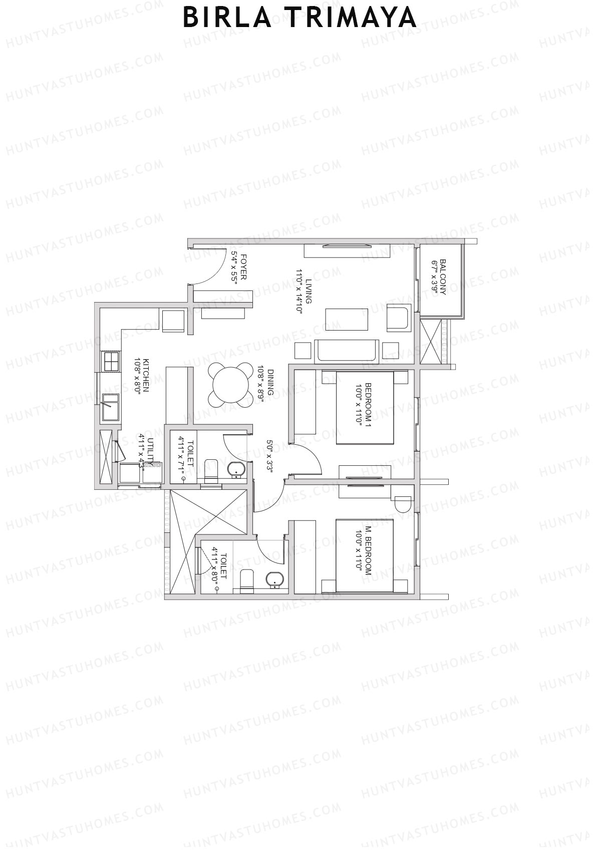 Birla Trimaya Tower 21 Unit 2 (Type A) Floor Plan