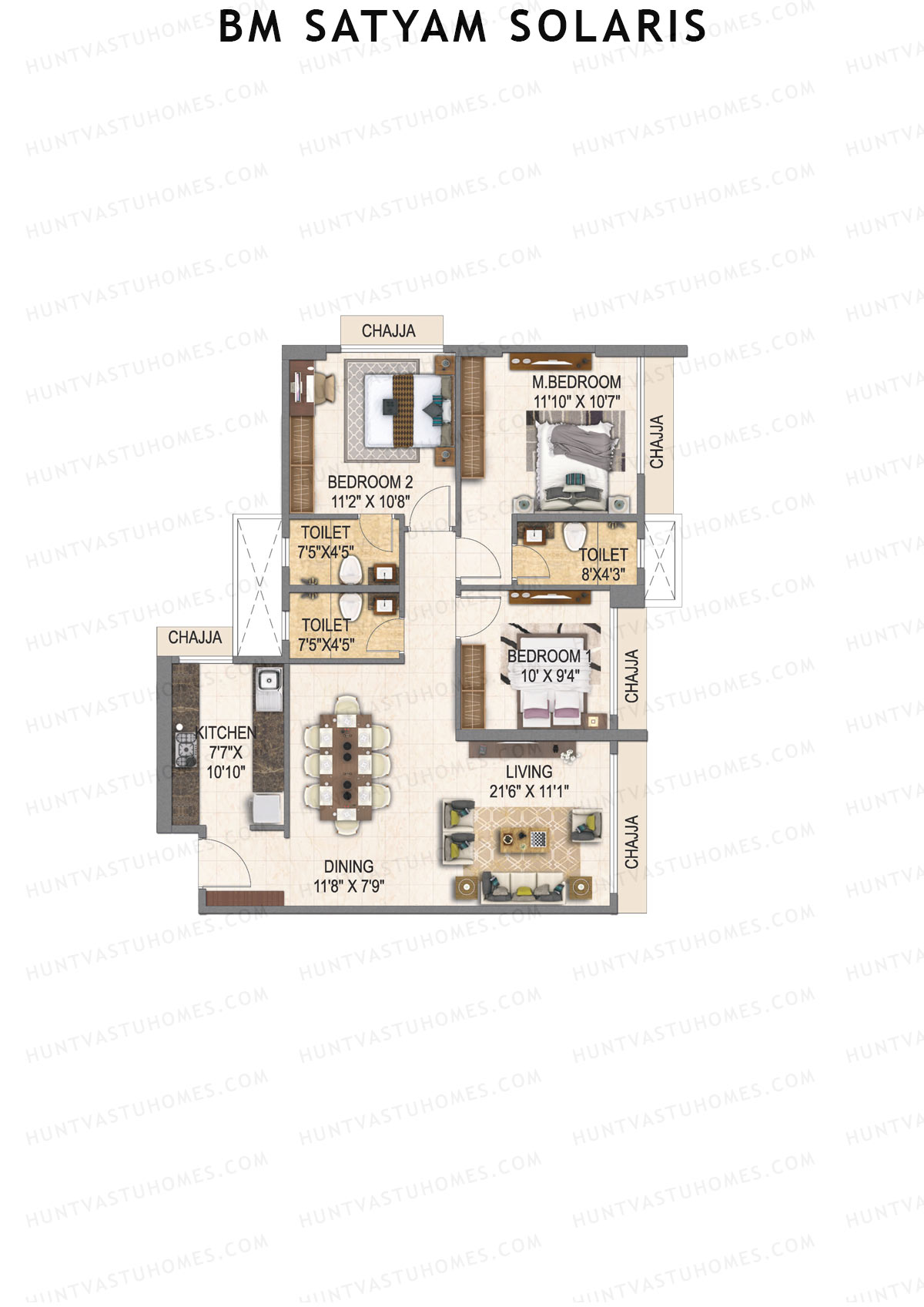 BM Satyam Solaris Tower A Unit 1 Floor Plan