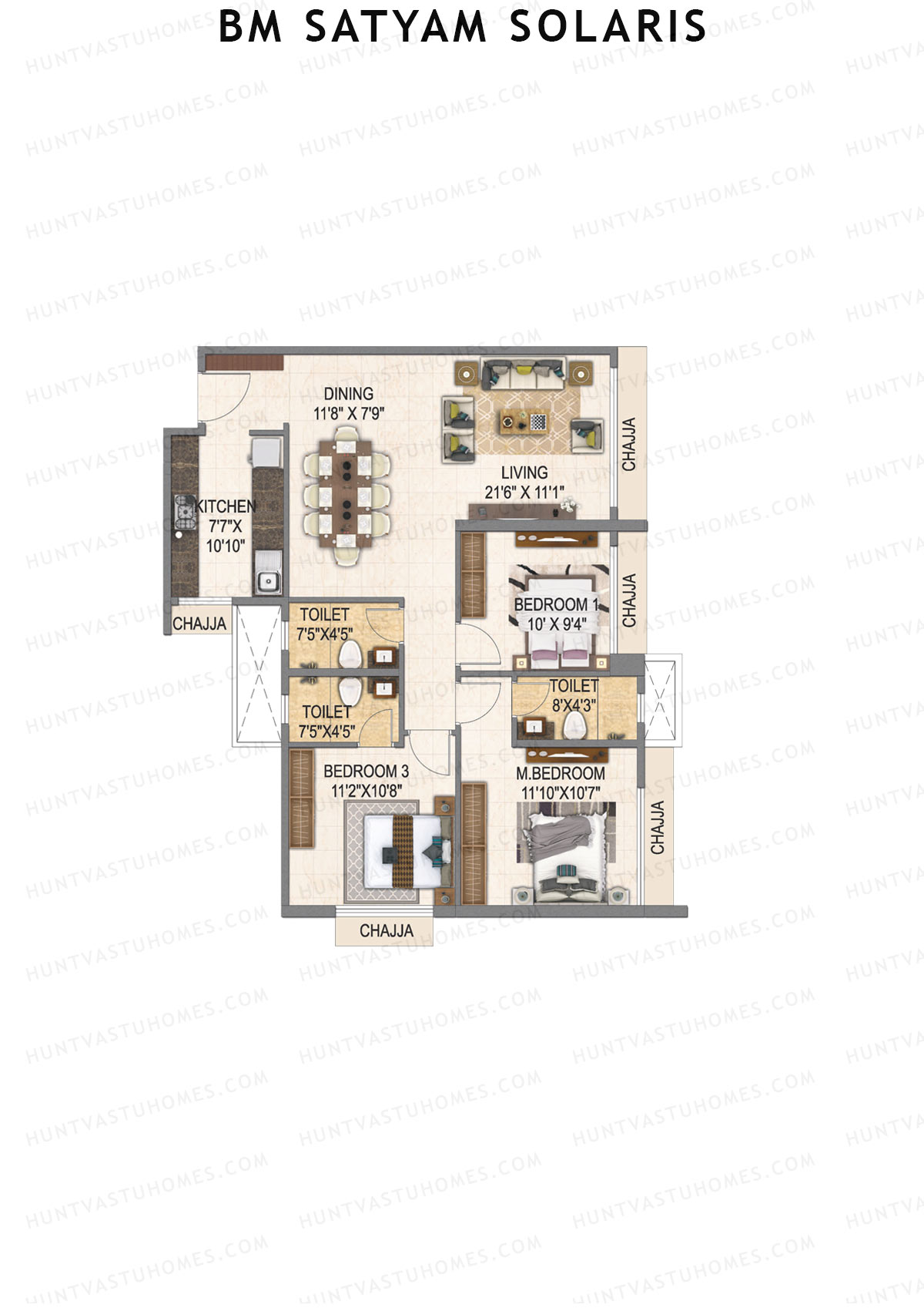 BM Satyam Solaris Tower A Unit 2 Floor Plan