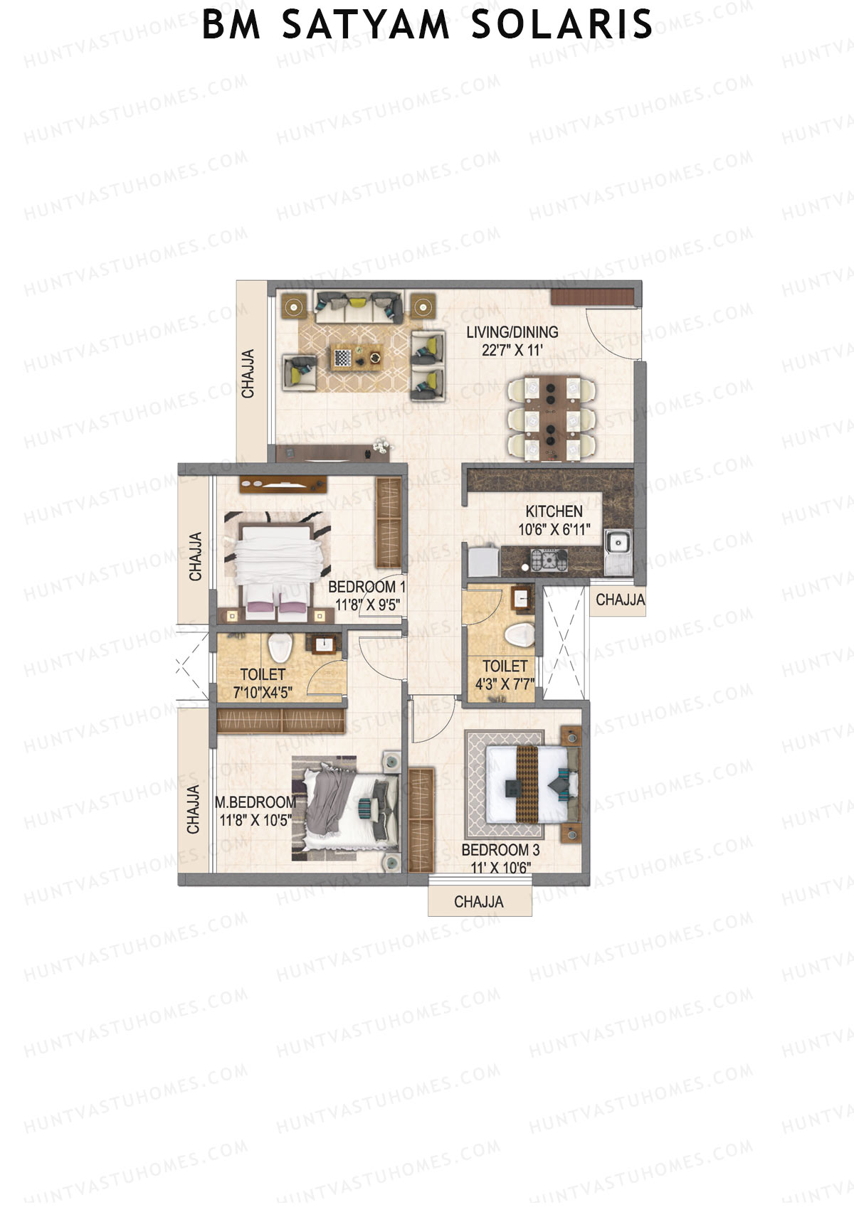 BM Satyam Solaris Tower A Unit 3 Floor Plan