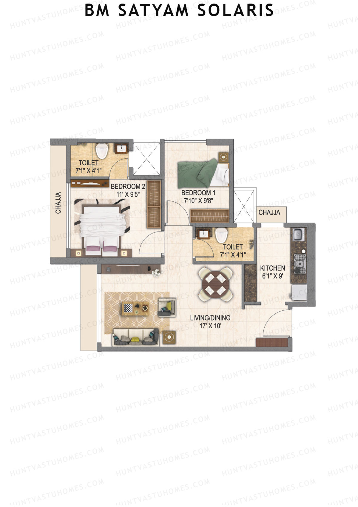 BM Satyam Solaris Tower A Unit 4 Floor Plan