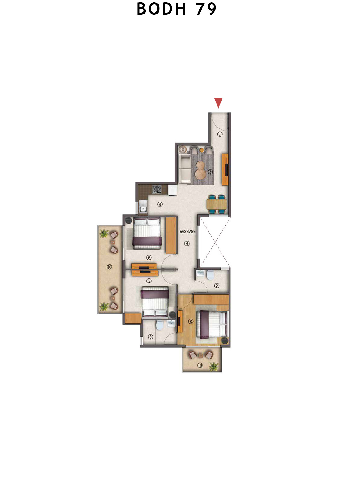 Bodh 79 Tower 1 Unit 2 (Type 1) Floor Plan