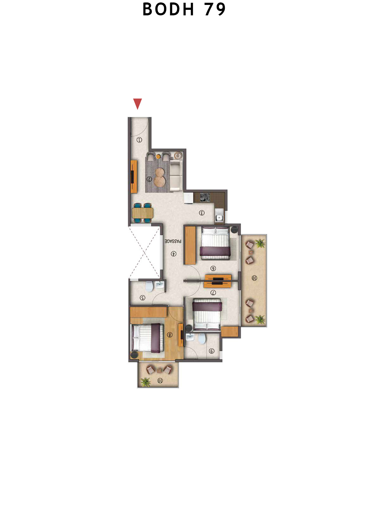 Bodh 79 Tower 1 Unit 3 (Type 1) Floor Plan