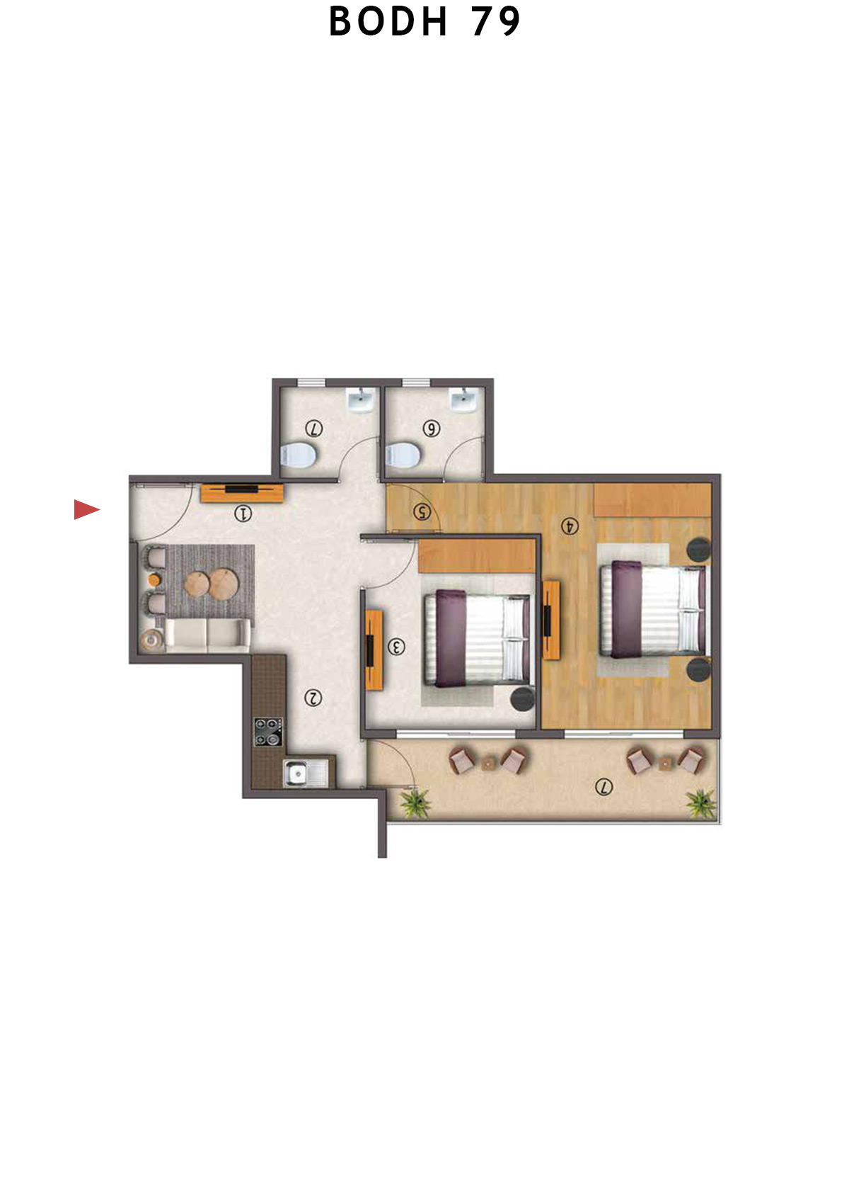 Bodh 79 Tower 1 Unit 4 (Type 3) Floor Plan