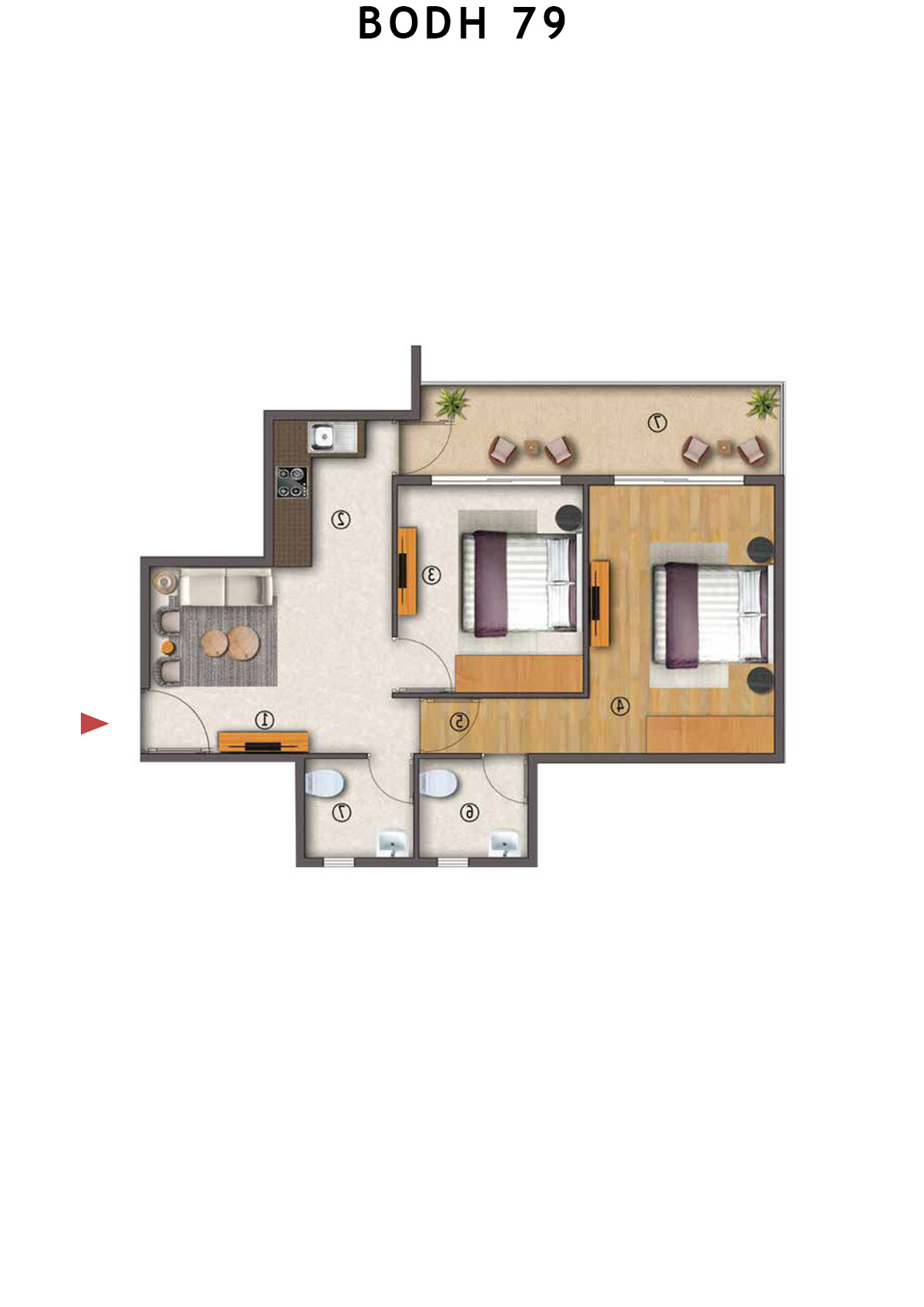 Bodh 79 Tower 1 Unit 5 (Type 3) Floor Plan