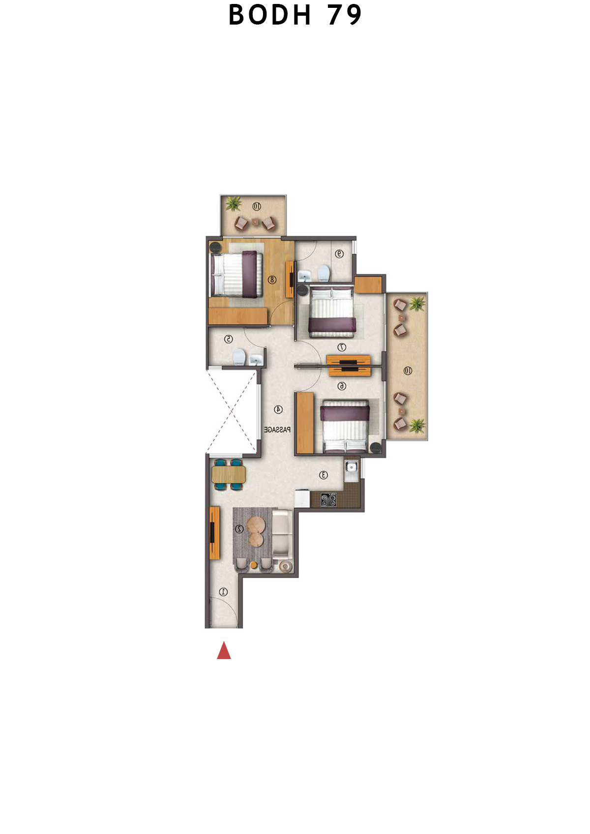 Bodh 79 Tower 1 Unit 6 (Type 1) Floor Plan
