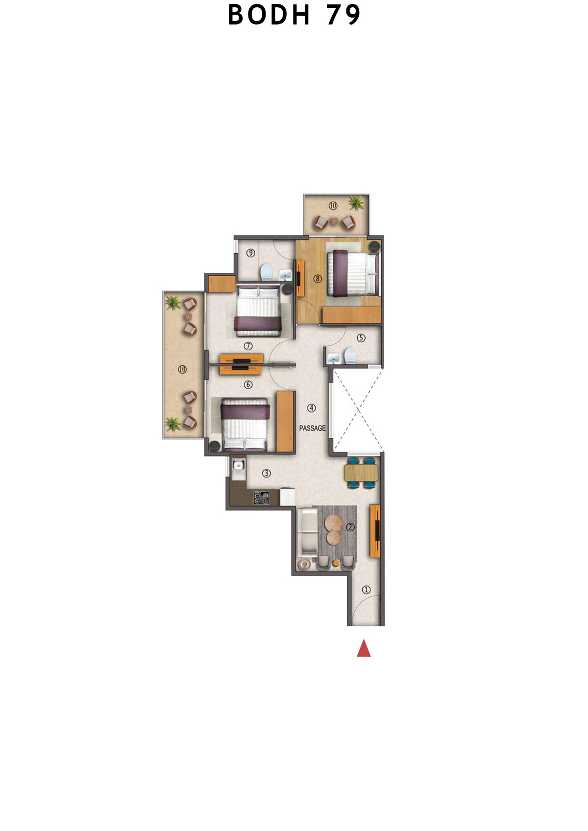 Bodh 79 Tower 1 Unit 7 (Type 1) Floor Plan