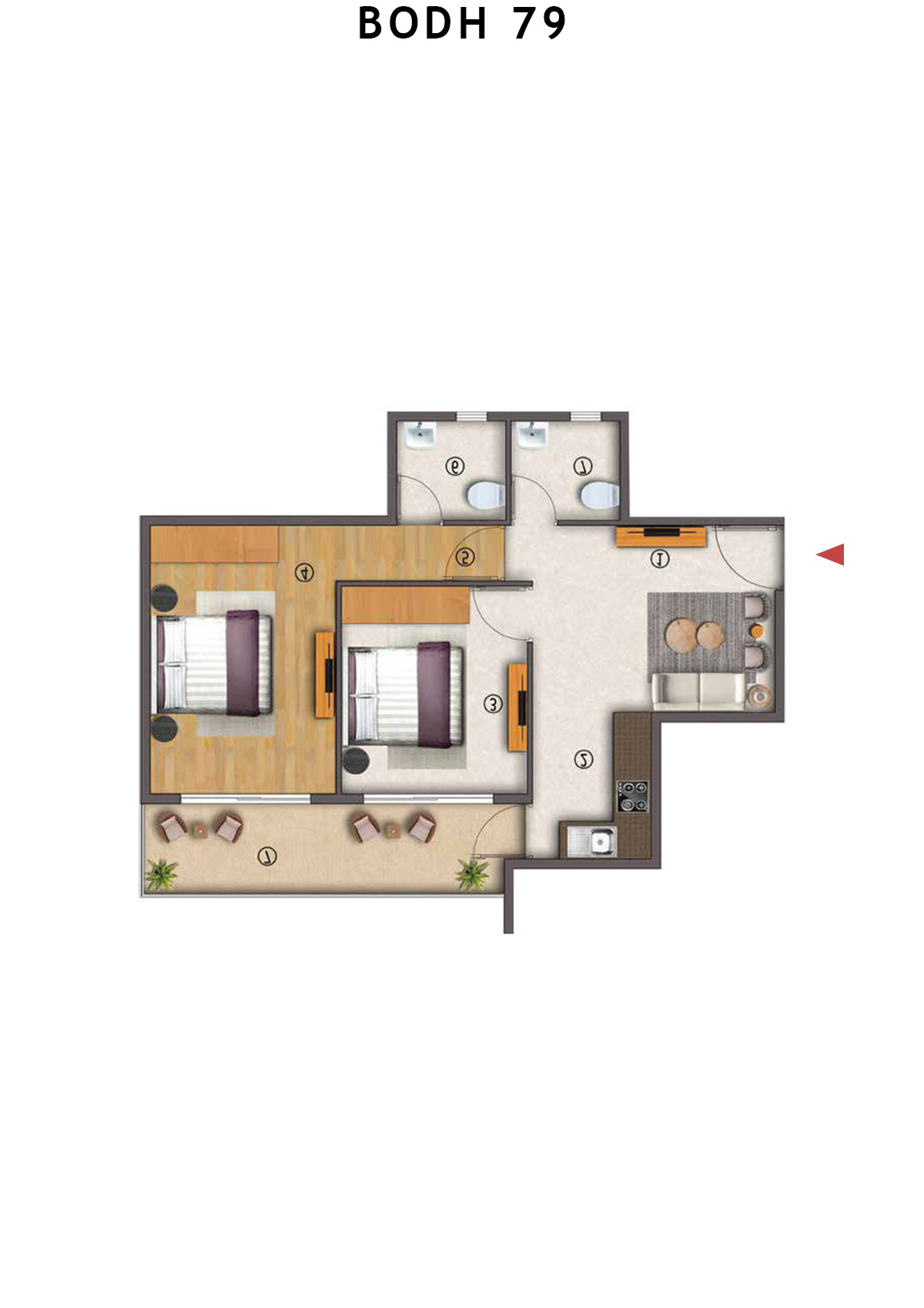 Bodh 79 Tower 2 Unit 1 (Type 3) Floor Plan