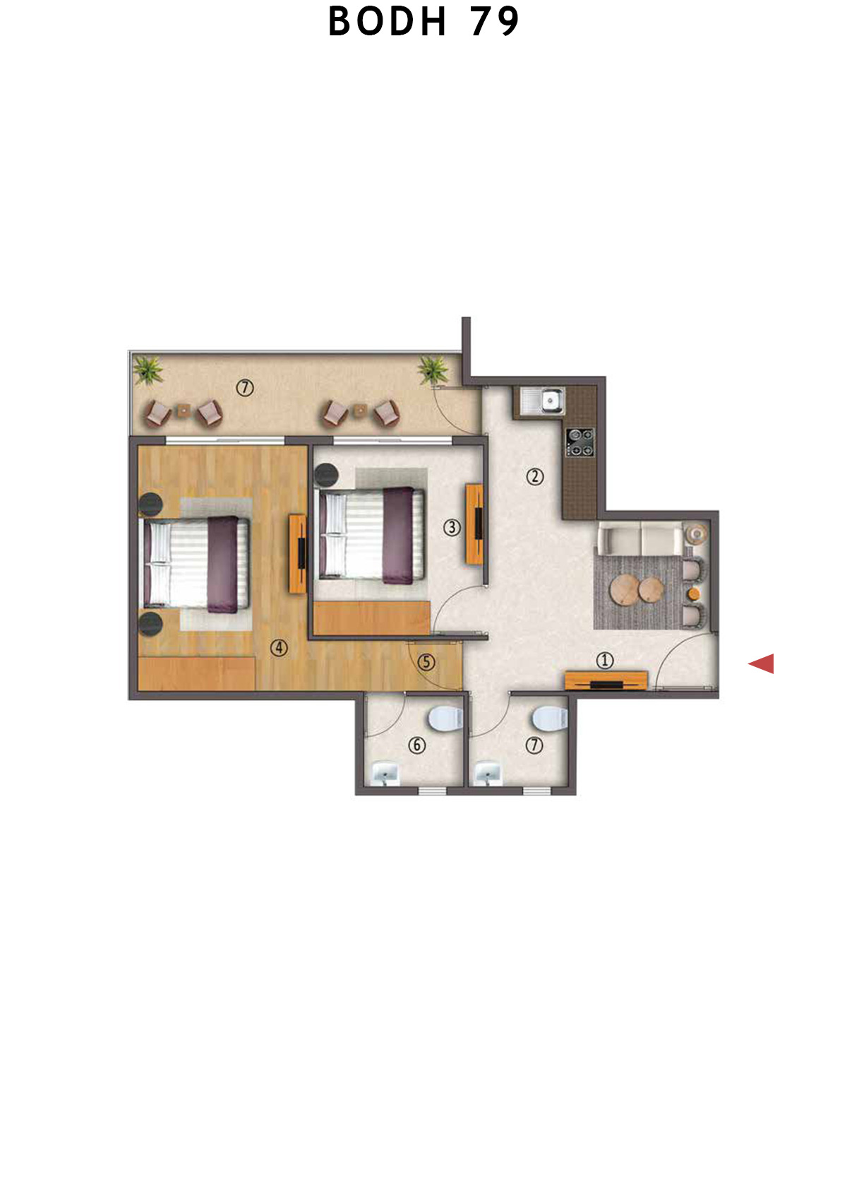 Bodh 79 Tower 2 Unit 8 (Type 3) Floor Plan