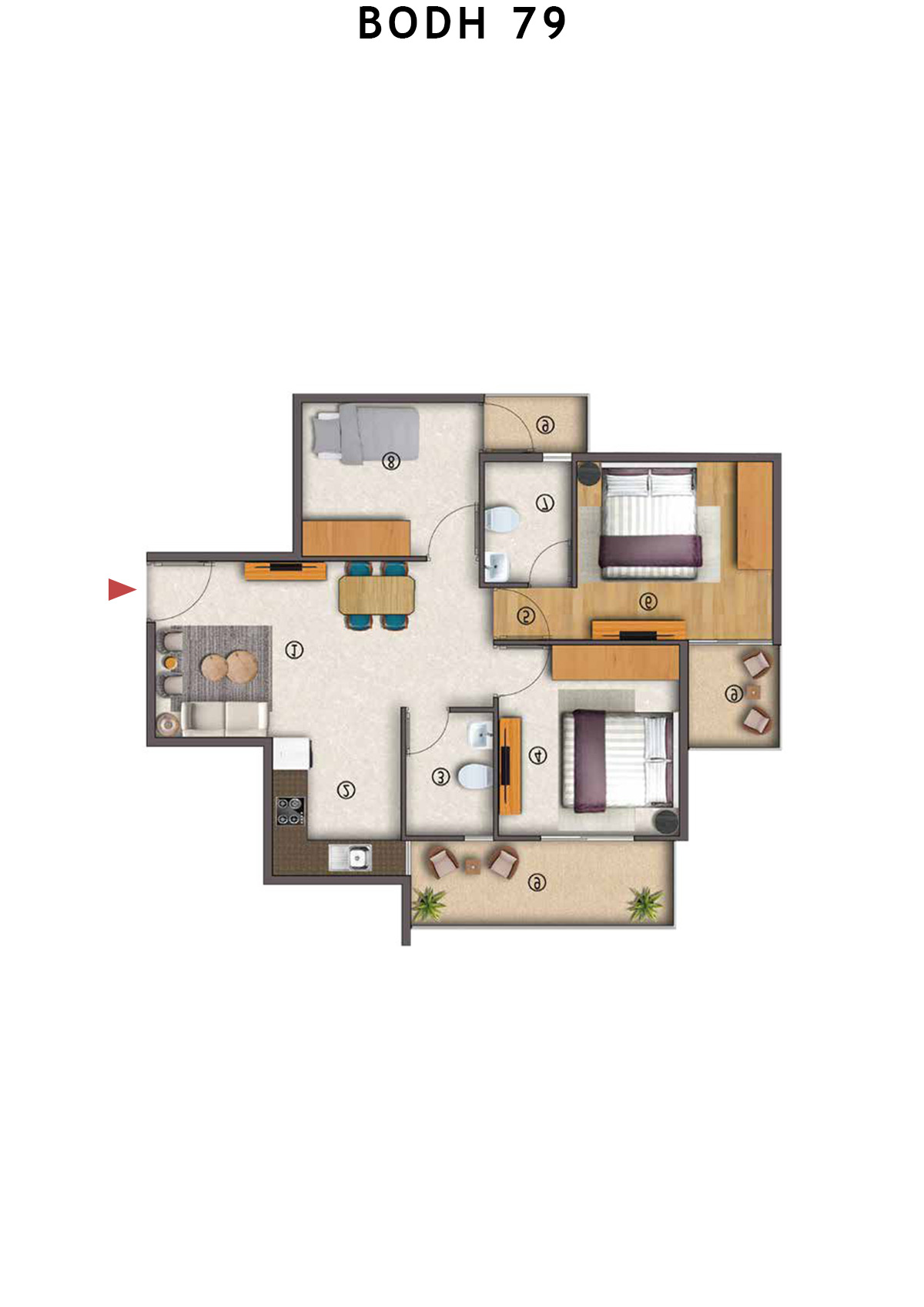 Bodh 79 Tower 3 Unit 1 (Type 2) Floor Plan