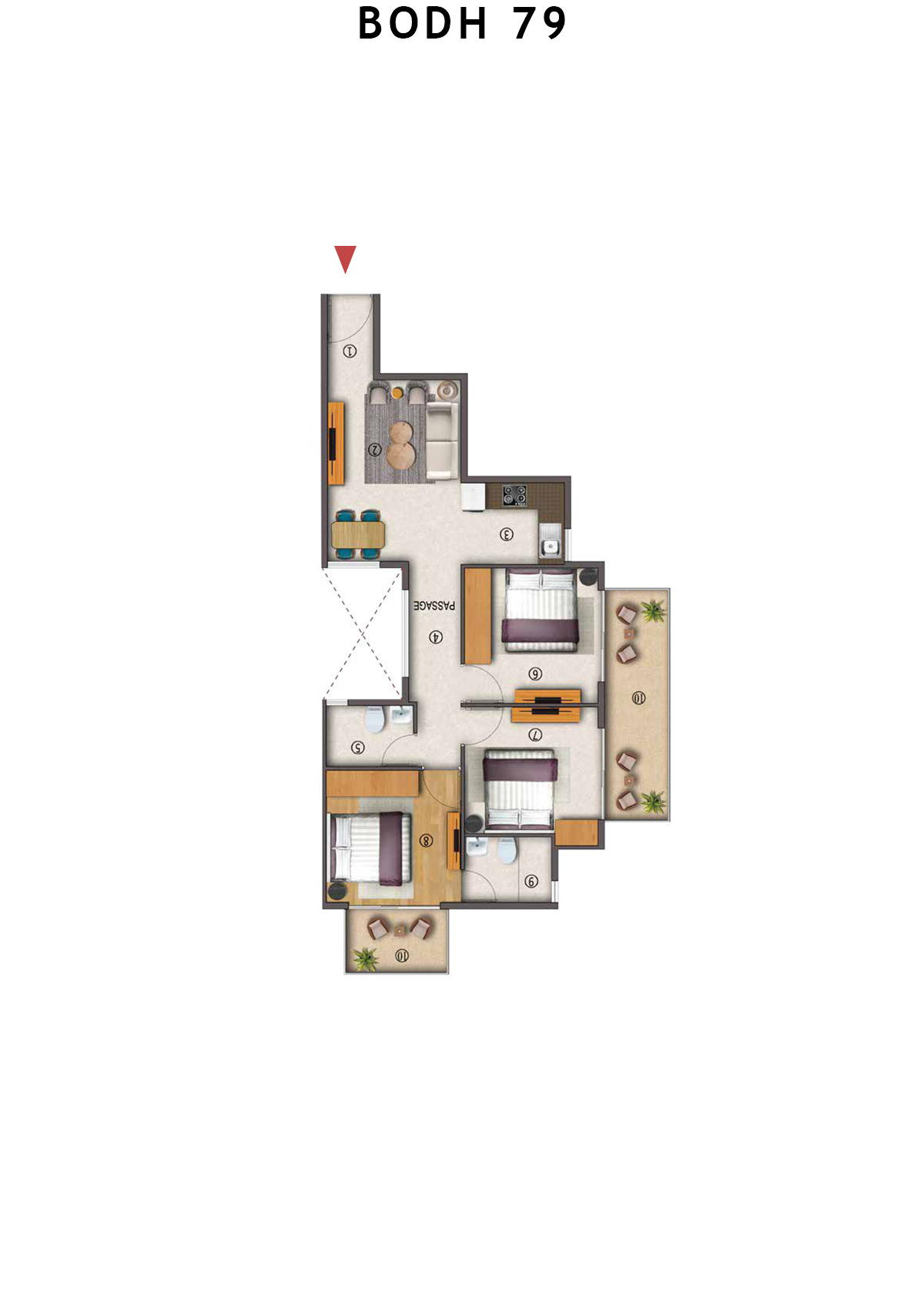 Bodh 79 Tower 3 Unit 2 (Type 1) Floor Plan